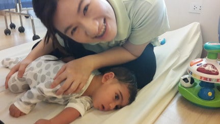 Cerebral Palsy patient Zidane with therapist