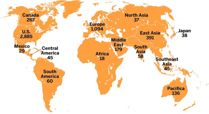 A world map illustrating the level of stem cell therapy acceptance and usage in different countries